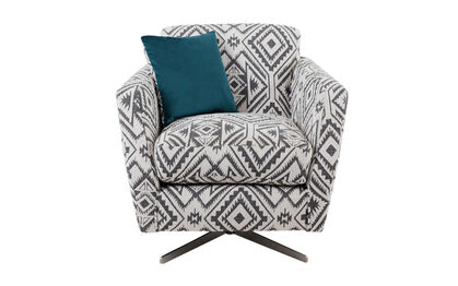 Freya Patterned Swivel Chair, Grey Swivel Armchair Uk