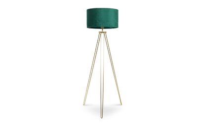 Aero Hairpin Gold Tripod Floor Lamp with Forest Green Velvet Shade | Lighting | ScS
