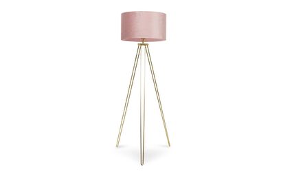 Aero Hairpin Gold Tripod Floor Lamp with Blush Velvet Shade | Lighting | ScS