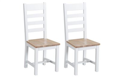 Harper Pair of Ladder Back Chairs - Wooden Seat