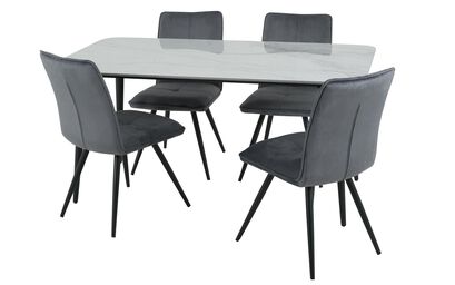 Lucia 1.6m Dining Table & 4 Grey Chairs | Lucia Furniture Range | ScS