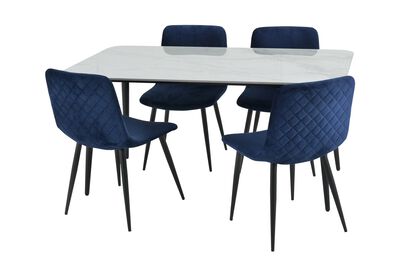 Lucia 1.6m Dining Table & 4 Blue Chairs | Lucia Furniture Range | ScS
