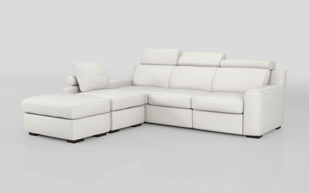 Crostolo 1 Corner 3 Right Hand Facing Power Recliner and Left Hand Facing Chaise Sofa with Ottoman, ARABIS OPTICAL WHITE 000 Crostolo 1 Corner 3 Right Hand Facing Power Recliner and Left Hand Facing Chaise Sofa with Ottoman | Crostolo Sofa Range | ScS
