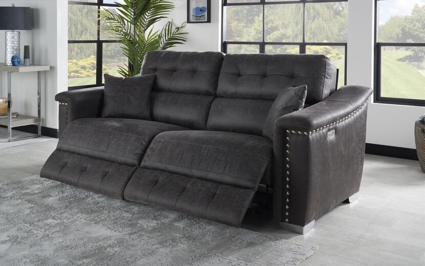 La Z Boy Hollywood 3 Seater Power, La Z Boy Leather Reclining Sofa In Charcoal
