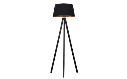 Barbro Black Wood Tripod Floor Lamp with Toke Shade | Lighting | ScS