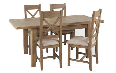 Brooklyn 1.3m Extending Dining Table with 4 Natural Cross Back Chairs | Brooklyn Furniture Range | ScS