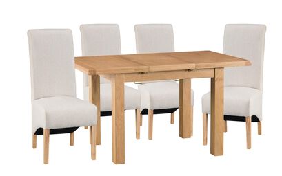 Cruz 1.25m Extending Dining Table & 4 Plain Scroll Back Chairs | Cruz Furniture Range | ScS