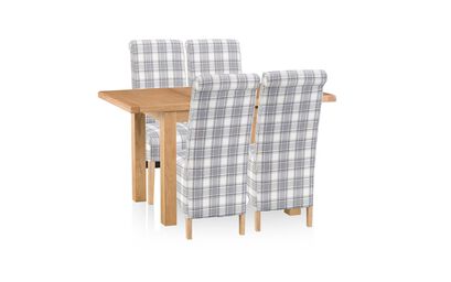 Cruz 1.25m Extending Dining Table & 4 Check Scroll Back Chairs | Cruz Furniture Range | ScS