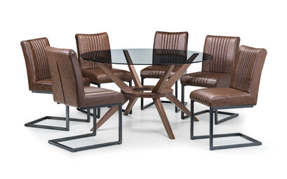 Fulham 1.4m Glass Round Dining Table & 6 Chairs | Fulham Furniture Range | ScS