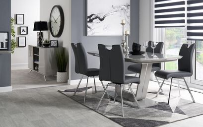 Vidal Extending Dining Table and 4 Swivel Chairs