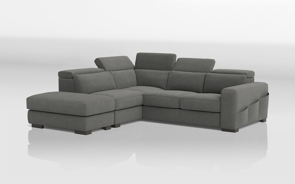 Melizzano 2 Corner 2 Sofa with Sliding Footrest, Left Hand Facing Chaise with Pockets & Ottoman | Melizzano Sofa Range | ScS