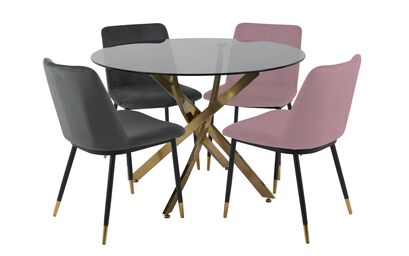 Montero Bistro Dining Table, 2 Grey Chairs & 2 Dusky Pink Chairs | Montero Furniture Range | ScS