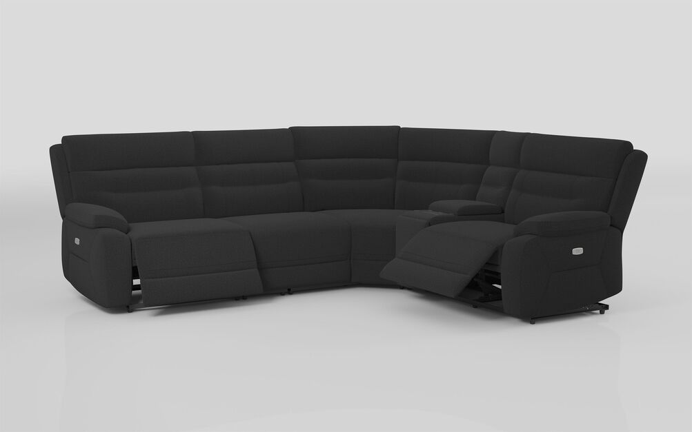 Fenton 3 Corner 1 Power Recliner Sofa with Console, ANEMONE-BLACK-910 Fenton 3 Corner 1 Power Recliner Sofa with Console | Fenton Sofa Range | ScS