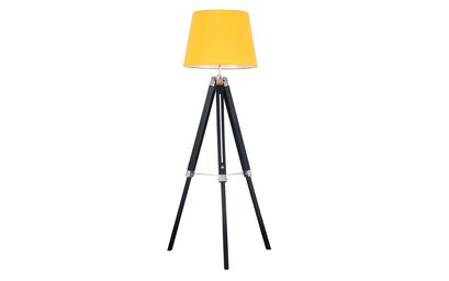 Clipper Black & Chrome Tripod Floor Lamp with Mustard Shade | Lighting | ScS