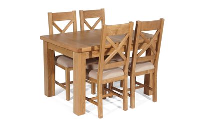 Cruz 1.25m Extending Dining Table & 4 Cross Back Chairs | Cruz Furniture Range | ScS