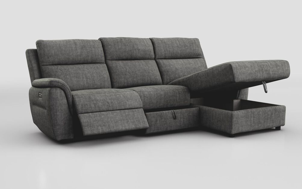 Sogliano 3 Seater Power Recliner Sofa With Drawer & Right Hand Facing Storage Chaise | Sogliano Sofa Range | ScS