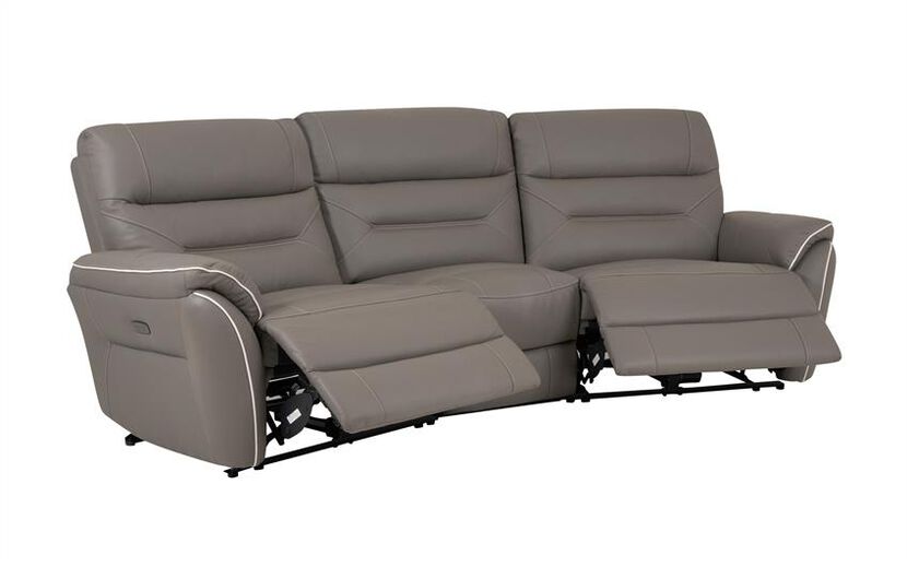 Rafa 4 Seater Curve Power Sofa, Curved Leather Power Recliner Sofa