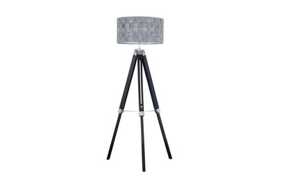 Clipper Black & Chrome Tripod Floor Lamp with Grey Monza Shade | Lighting | ScS