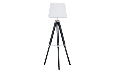Clipper Black & Chrome Tripod Floor Lamp with White Shade | Lighting | ScS