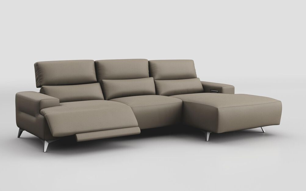 Poggio 3 Seater Power Recliner Right Hand Facing Sliding Chaise with Power Head Tilt | Poggio Sofa Range | ScS
