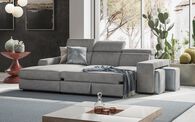 Melizzano 2 Corner 2 Sofa with Sliding Footrest, Right Hand Facing Chaise with Pockets & Ottoman, CALLISIA RUST 230 Melizzano 2 Corner 2 Sofa with Sliding Footrest, Right Hand Facing Chaise with Pockets & Ottoman | Melizzano Sofa Range | ScS