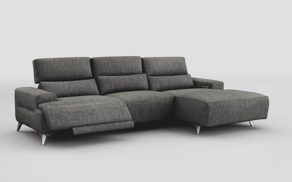 Poggio 3 Seater Power Recliner Right Hand Facing Sliding Chaise with Power Head Tilt | Poggio Sofa Range | ScS