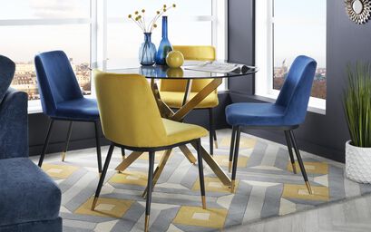 Montero Bistro Dining Table, 2 Mustard Chairs & 2 Dusky Pink Chairs | Montero Furniture Range | ScS