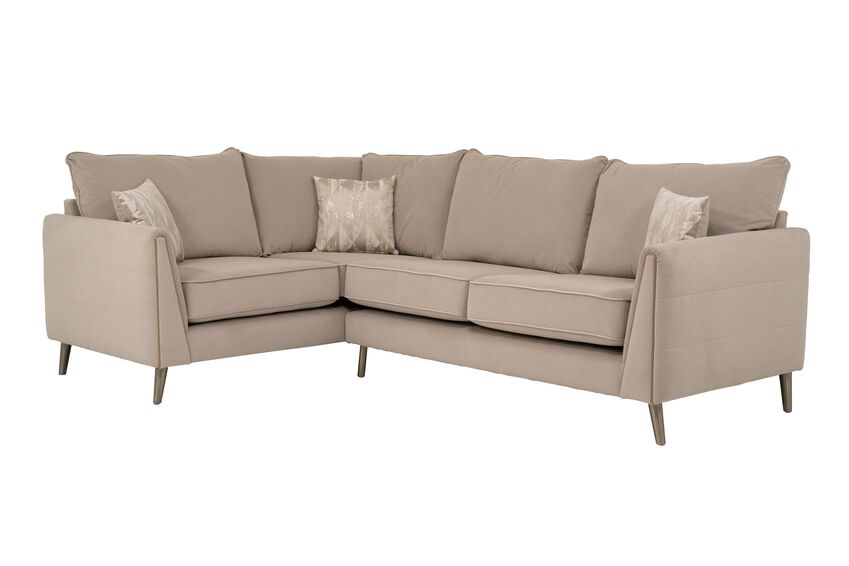 ScS Living Grey Fabric Lyra Velvet 1 Corner 2 Sofa