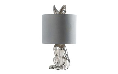Lepus Chrome Ceramic Hare Table Lamp with Grey Shade | Lighting | ScS