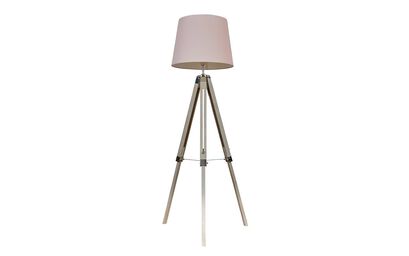 Clipper Medium Light Wood Tripod Floor Lamp with Blush Shade | Lighting | ScS