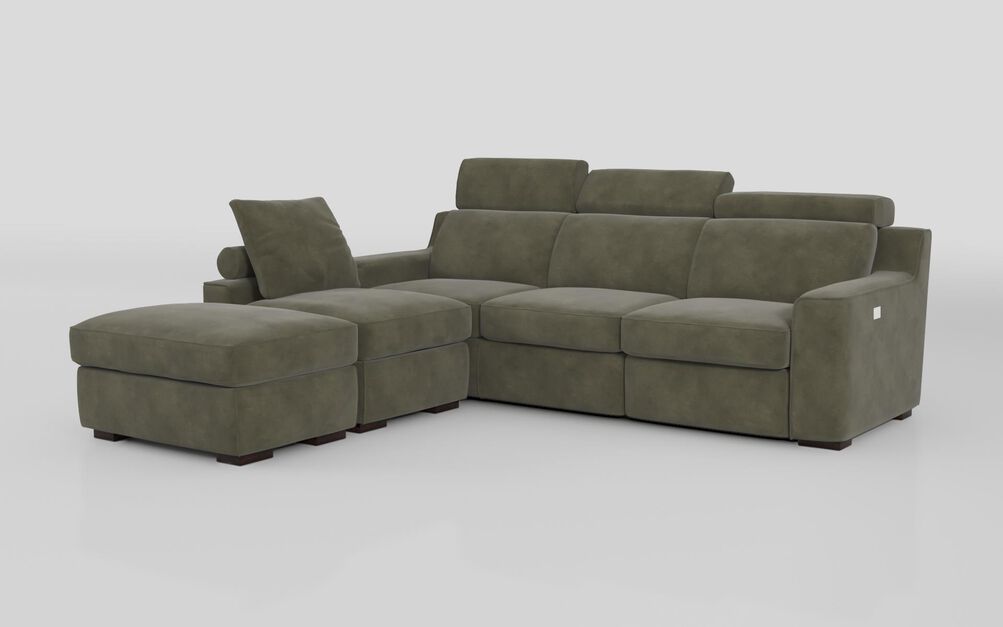 Crostolo 1 Corner 3 Right Hand Facing Power Recliner and Left Hand Facing Chaise Sofa with Ottoman | Crostolo Sofa Range | ScS