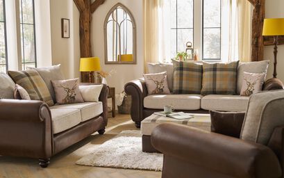 Living Amble Patterned Top Fabric Banquette Footstool | Amble Sofa Range | ScS