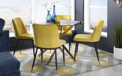Montero Bistro Dining Table & 4 Mustard Chairs | Montero Furniture Range | ScS