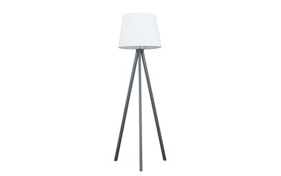 Barbro Grey Wood Floor Lamp with White Shade | Lighting | ScS