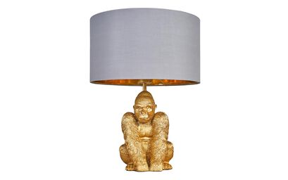 King Gorilla Gold Table Lamp with Warm Grey & Gold Shade | Lighting | ScS