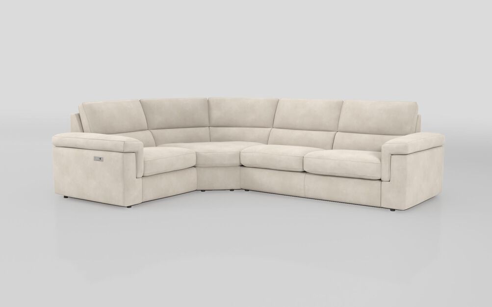 Crociale 1 Corner 3 Sofa Bed with Left Hand Facing Single Power Recliner, LIROE VINTAGE LIGHT BEIGE 006 Crociale 1 Corner 3 Sofa Bed with Left Hand Facing Single Power Recliner | Crociale Sofa Range | ScS