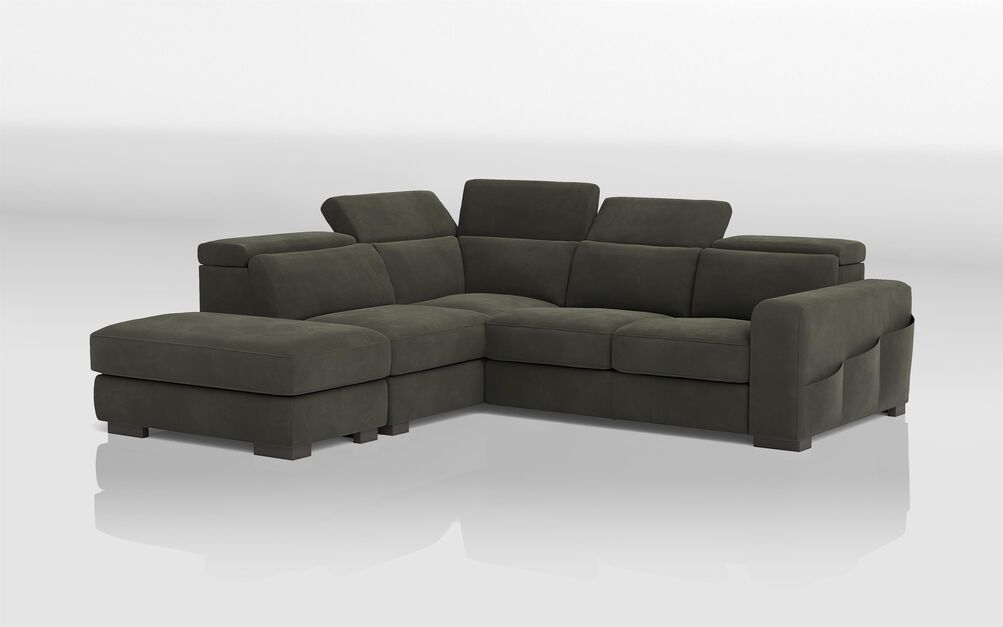 Melizzano 2 Corner 2 Sofa with Sliding Footrest, Left Hand Facing Chaise with Pockets & Ottoman | Melizzano Sofa Range | ScS