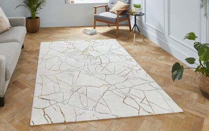 Creation Crackle Ivory and Gold Rug | Rugs | ScS