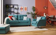 Aspen Fabric Pattern Top Banquette Footstool, LISBON MINK BOZAR HEARTS Aspen Fabric Pattern Top Banquette Footstool | Aspen Sofa Range | ScS