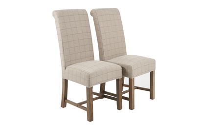 Brooklyn Pair of Natural Check Upholstered Dining Chairs | Brooklyn Furniture Range | ScS