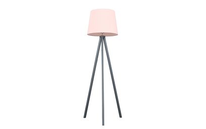 Barbro Grey Wood Floor Lamp with Dusty Pink Shade | Lighting | ScS