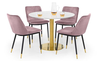 Brompton Round Pedestal Dining Table & 4 Dusky Pink Chairs | Brompton Furniture Range | ScS