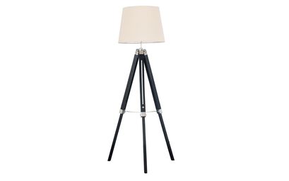 Clipper Black & Chrome Tripod Floor Lamp with Beige Shade | Lighting | ScS