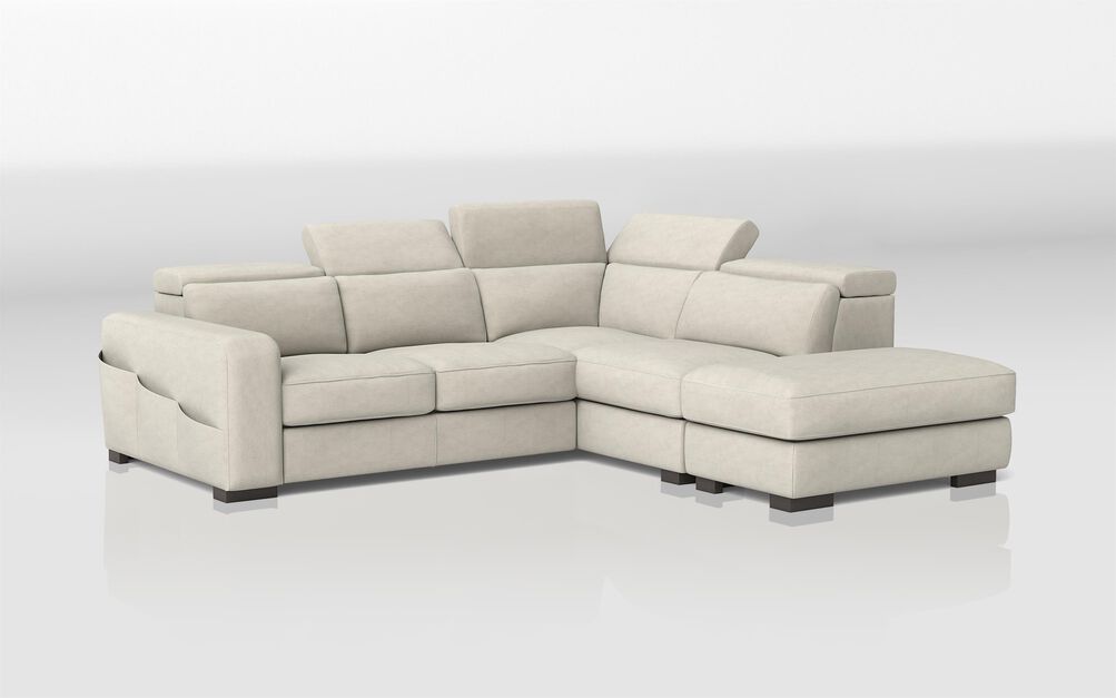 Melizzano 2 Corner 2 Sofa with Sliding Footrest, Right Hand Facing Chaise with Pockets & Ottoman | Melizzano Sofa Range | ScS