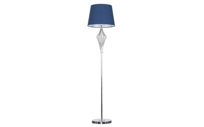 Jaspa Chrome Floor Lamp with Navy Shade | Lighting | ScS