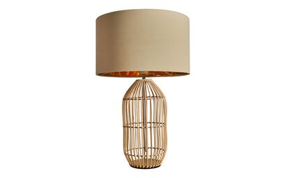 Hollins Natural Rattan Table Lamp with Beige Shade | Lighting | ScS