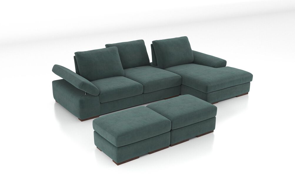 Savazza 4 Seater Sofa with Adjustable Back Rest Right Hand Facing Lounger & Two Ottoman Footstools | Savazza Sofa Range | ScS