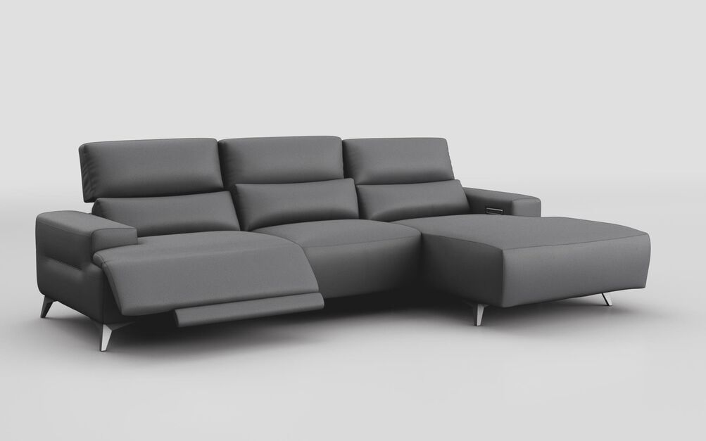 Poggio 3 Seater Power Recliner Right Hand Facing Sliding Chaise with Power Head Tilt | Poggio Sofa Range | ScS