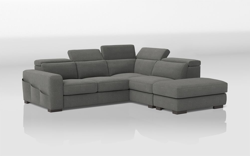 Melizzano 2 Corner 2 Sofa with Sliding Footrest, Right Hand Facing Chaise with Pockets & Ottoman | Melizzano Sofa Range | ScS