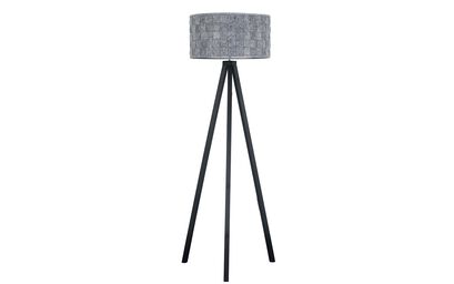 Barbro Black Wood Tripod Floor Lamp with Grey Monza Shade | Lighting | ScS